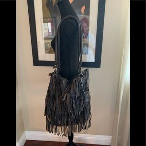 Rag genuine leather fringe bag